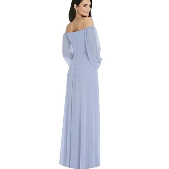 NEW Dessy Collection Off-the-Shoulder Puff Sleeve Maxi Dress Cameo Pink Size 20 - Picture 13 of 14